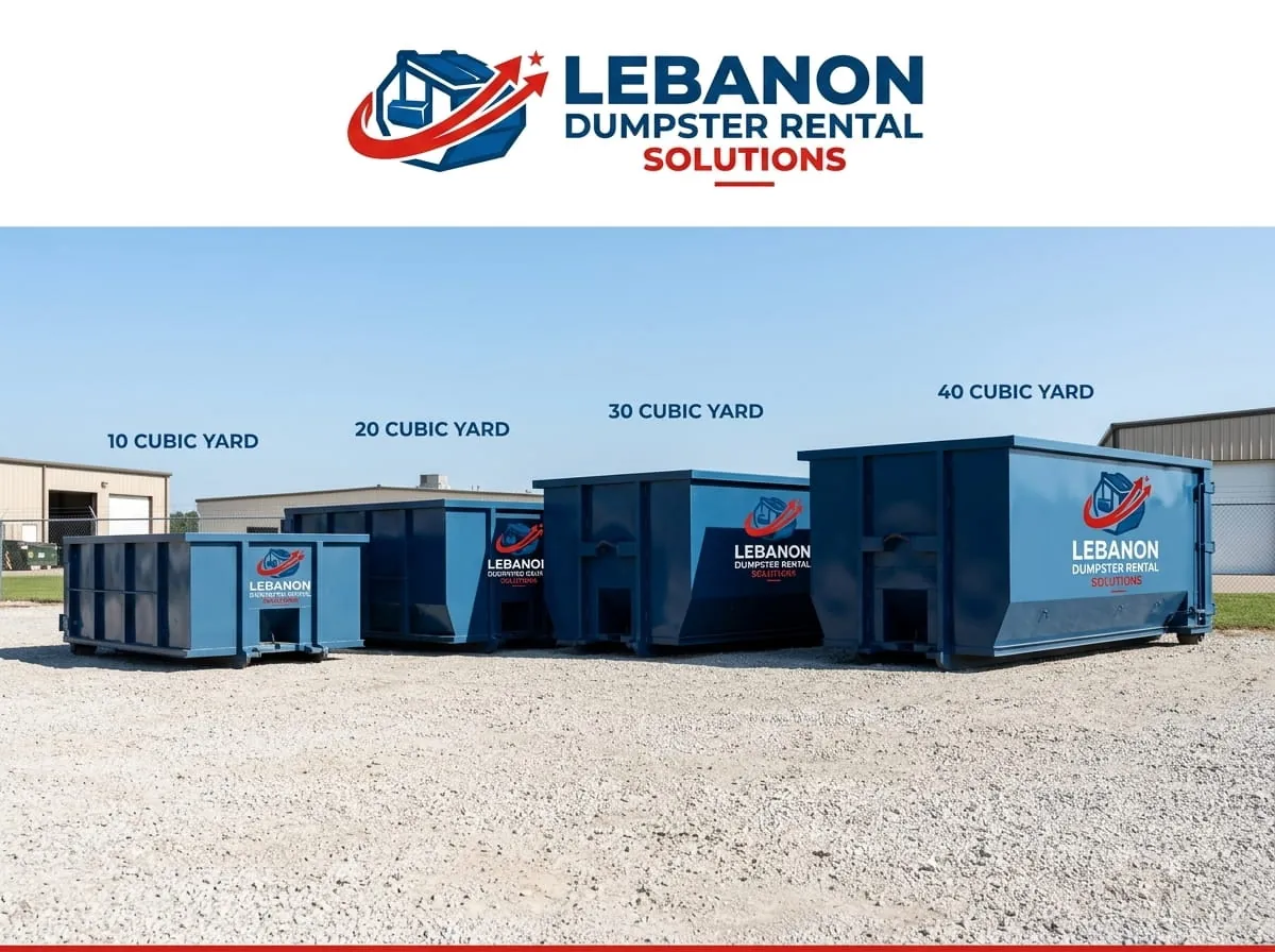 Range of dumpster sizes from Lebanon Dumpster Rental Solutions in Lebanon, TN