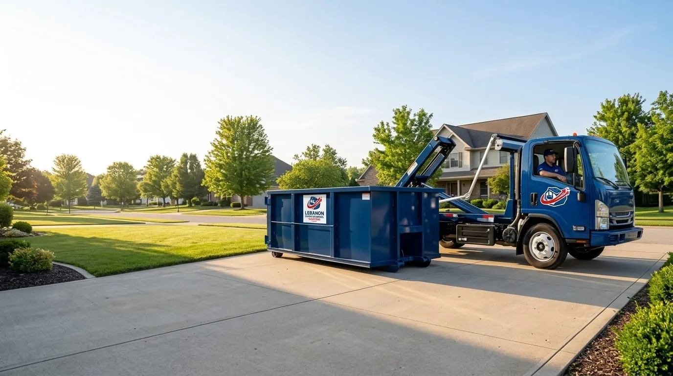 Dumpster rental in Donelson, TN Roll-off dumpster rental delivered to a Donelson, TN property by Lebanon Dumpster Rental Solutions